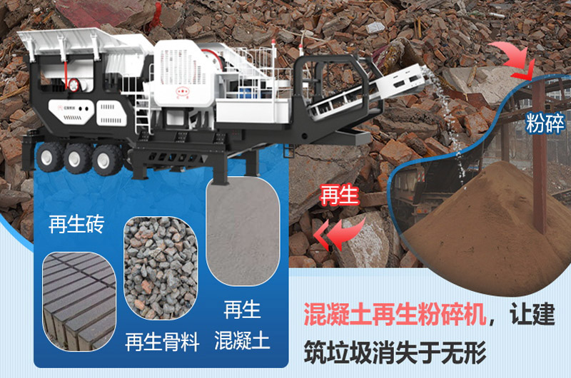 移動(dòng)破碎機助力建筑垃圾再利用