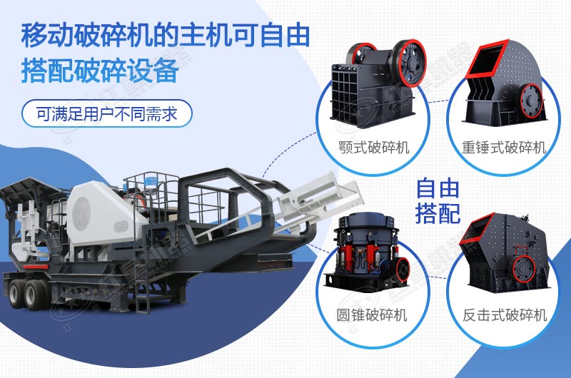 移動(dòng)破碎機可自由搭配破碎設備